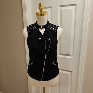 Sold Rock & Republic Black Studded Vest with Zipper Detail